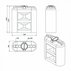 Пластиковая емкость ЭкоПром SL 2000 (Черный) 1